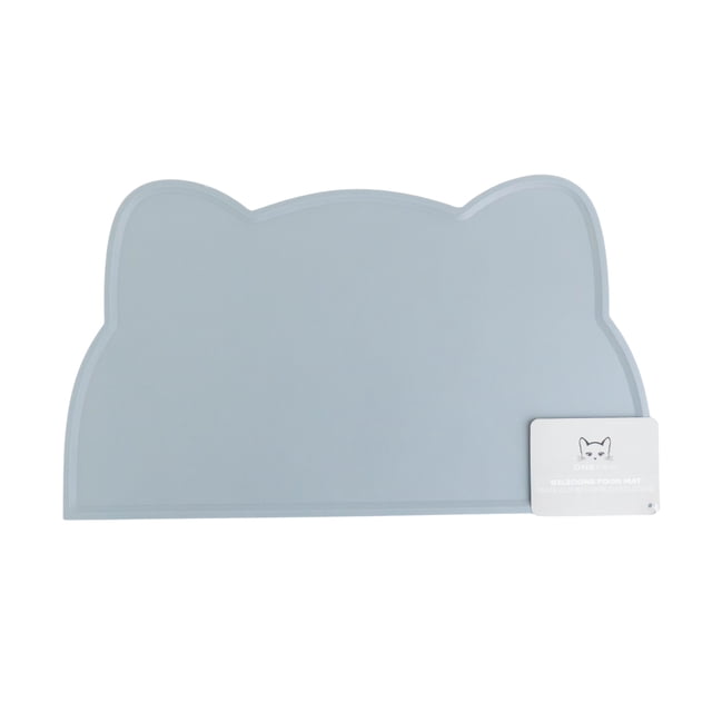 Tapis Alimentaire en Silicone en Forme de Chat à une Patte pour Animaux, Parfait pour Bols de Nourriture et d'Eau pour Animaux, Tapis en Silicone Gris en Forme de Chat Mesurant 17 x 9,5 x 0,11 Po (43 x 24 x 0,3 cm) avec surface Texturée Antidérapante et Bords Étanches pour Protéger les Comptoirs contre les Déversements et les Égratignures, Convient comme Tapis de Bol portable pour les Voyages Ou les Postes de Toilettage.