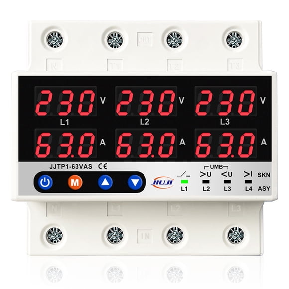 Riwcyla Three Phase Voltage and Current Protector Synchronous and Asynchronous Working Modes Design Multiple Protections with Automatic Power Off and Automatic Reset Function