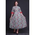 thumbnail image 2 of Bimba Robe-Chemise Mi-Mollet pour Femmes à Rayures Imprimées, Manches Retroussables, Boutonnée - X-Grand, Bleu Lavande, 2 of 5