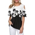 thumbnail image 1 of DYMADE Women Round Neck Off Shoulder Short Sleeve Floral Casual Top, 1 of 3