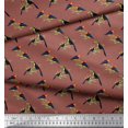 thumbnail image 2 of Soimoi Brown polyester Crepe Fabric Leaves,American Robin & Toucan Bird Print Sewing Fabric BTY 42 Inch Wide, 2 of 3