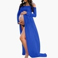 thumbnail image 1 of Tidyack , Robe de Maternité Unie, Épaules Dénudées à Manches Longues, Tissu Confortable et Extensible, Style Élégant et Décontracté, pour Femmes Enceintes, Tenue Quotidienne, Polyester de Haute Qualité, Texture Douce, Convient pour, 1 of 8