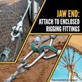 thumbnail image 4 of US Cargo Control 3/4 Inch x 12 Inch Jaw and Eye Galvanized Turnbuckle, Working Load Limit 5,200 Pounds, 4 Pack, Uses: Tower, Suspension, Mining, Rigging, Tensioning, 4 of 4