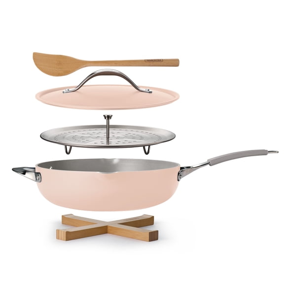 Tramontina All in One Plus Pan, 5 Quart Aluminum Ceramic Non Stick - Blush
