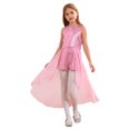 thumbnail image 1 of renvena Combinaison-Robe Maxi à Paillettes pour Filles Enfants en Mousseline Sans Manches Concours Mariage Fête Demoiselle d'Honneur Rose 10, 1 of 7