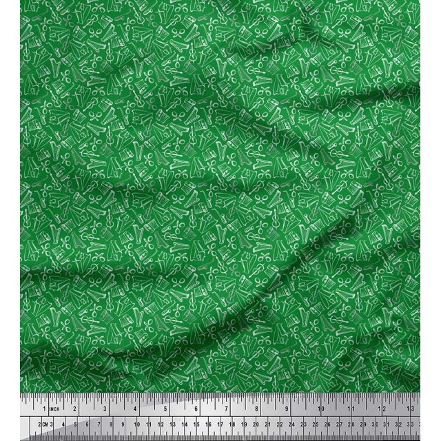 Soimoi Polyester Crepe Fabric Guitar,Piano & Saxophone Musical Instrument Print Fabric by The Yard 52 Inch Wide