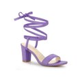 thumbnail image 1 of BLISSFUL STEP Sandales à Talons Hauts Blocs à Bout Ouvert à Lacets pour Femmes Violet 8,5, 1 of 7