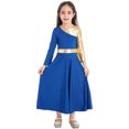 thumbnail image 3 of RUNQHUI Robe de Danse Métallique Dorée pour Filles, Prière Lituricale, Danse, Bleu Royal 12, 3 of 7
