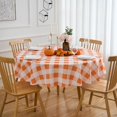 thumbnail image 3 of Nappe à Carreaux Vichy Orange Nappe Ronde d'Automne 60 Pouces - Housse de Table à Carreaux Orange en Tissu Polyester Réutilisable Résistante à l'Eau pour Fête d'Automne de l'Action de Grâce Pique-Nique Extérieur et Déco de Cuisine, 3 of 6
