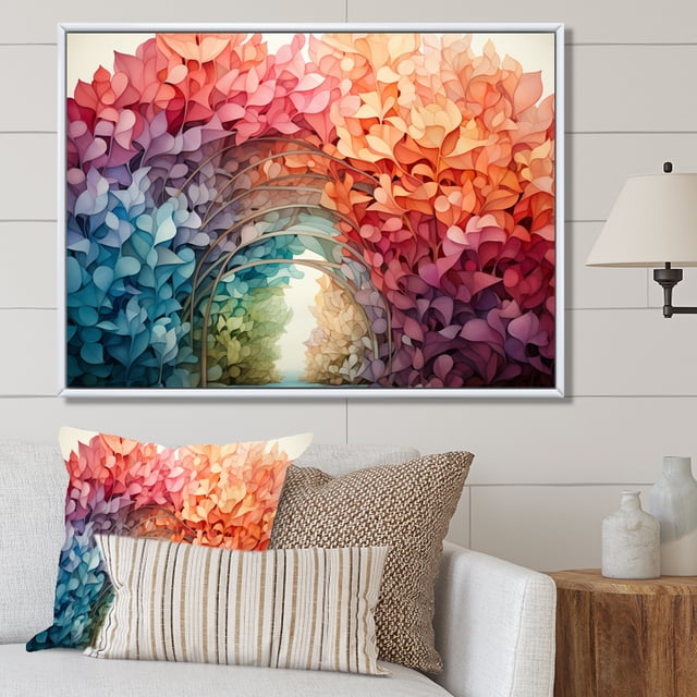 Designart Rainbow framed wall Art, modern Colorful Rainbow Arch I , Rainbow Large framed wall art decor, Multi-Color Traditional White Framed Wall Art, 40x30 inches White Color Frame