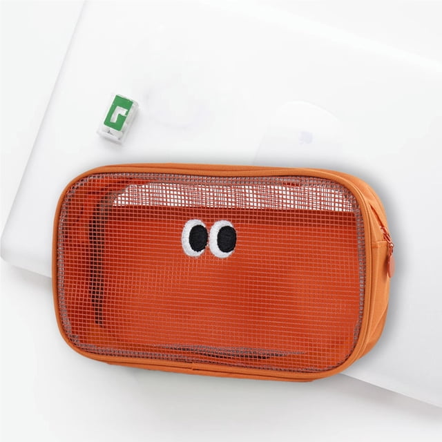 Cute Big Eyes Large Capacity Mesh Makeup Wash Bag Digital Organizing Sundries Storage Bag