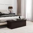 thumbnail image 4 of Patiojoy Folding Storage Stool Padded Ottoman Faux Leather Foot Rest Seat Pouffe Box Brown, 4 of 9