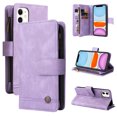 thumbnail image 1 of Case for iPhone 12 Cover Zipper Pocket Wallet Case Magnetic Protective - Purple, 1 of 5