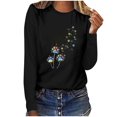 thumbnail image 1 of Pisexur Hauts pour Femmes Mode d'Automne T-Shirt à Imprimé Graphique Amusant Col Rond Manches Longues Chemises pour Femmes Chic Décontracté Hauts de Sortie Confort Polyvalent Blouses Légères, 1 of 5