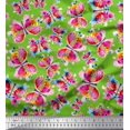 thumbnail image 1 of Soimoi Green Silk Fabric Insect Watercolor Print Fabric by Yard 42 Inch Wide, 1 of 3