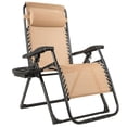 thumbnail image 4 of Gymax Lot de 2 Chaises Longues Inclinables Pliantes Zéro Gravité avec Porte-Gobelet et Coussin Beige, 4 of 8