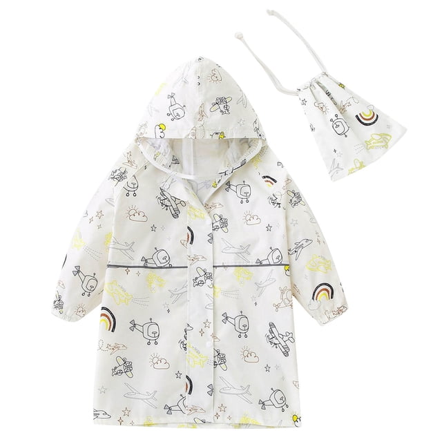 Penkiiy Toddler Rain Suit,Waterproof Kids Rainsuit,Unisex Baby Rain Coat Coverall 3-4 Years White