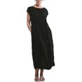 thumbnail image 1 of Innerwin Robes Col Rond Robe pour Femme Plage Couleur Unie Ample Robe d'Été Noire P, 1 of 7