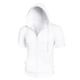 thumbnail image 1 of INSPIRE CHIC Men's Hoodies Solid Color Zip up Short Sleeve Jacket, 1 of 5