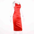 thumbnail image 3 of Fridja Womens Solid Color Hanging Neck Open Back Slim Band Hip Wrap Dress, 3 of 6