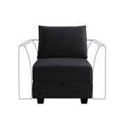 HONBAY Middle Module for Modular Sectional Sofa Couch Accent Armless Chair with Storage Seat Velvet Black