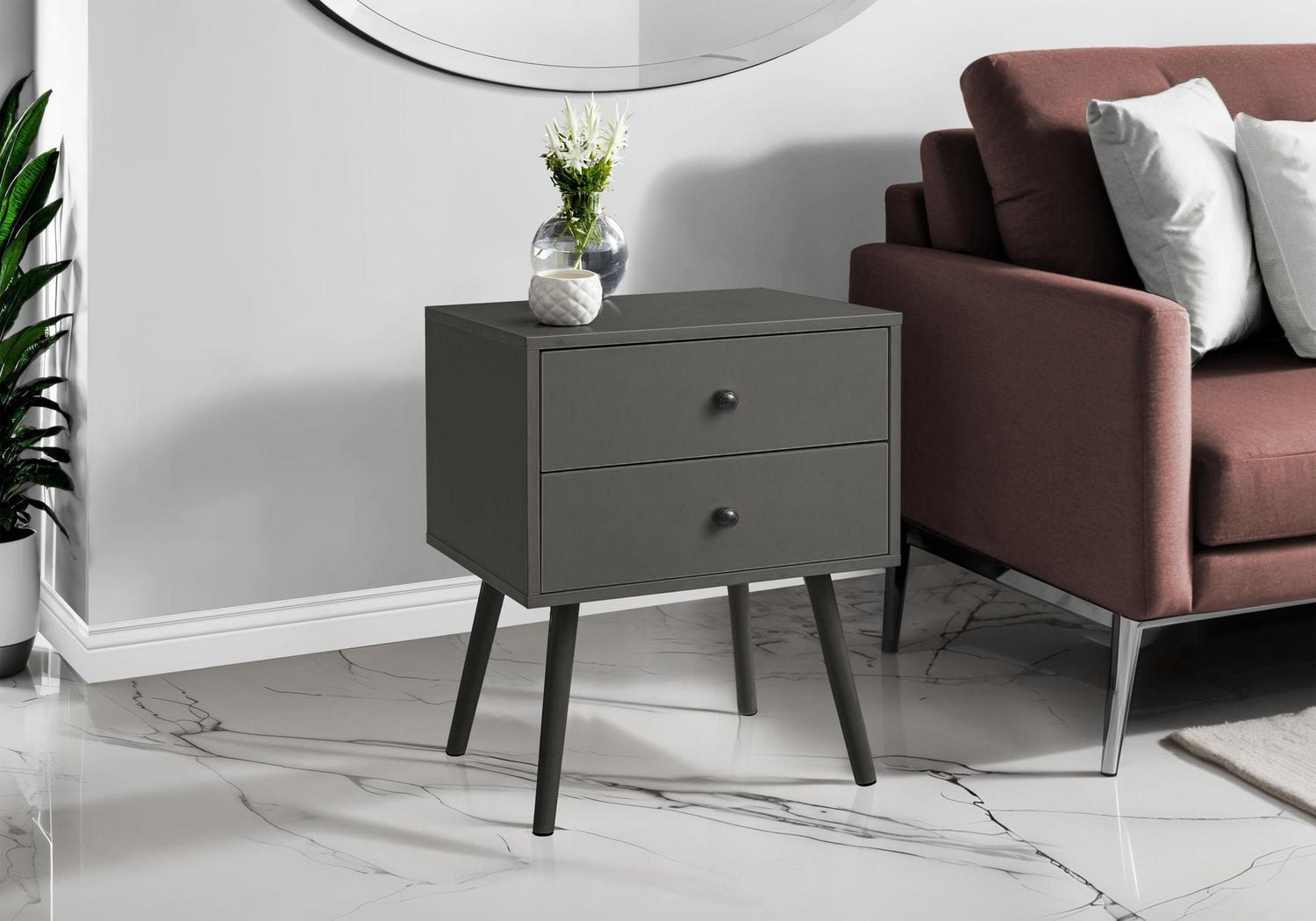 Monarch Specialties Table D'appoint, Chambre À Coucher, Bout, Salon, Table De Nuit, Table D'appoint, Tiroir De Rangement, Stratifié Blanc, Moderne, Contemporain