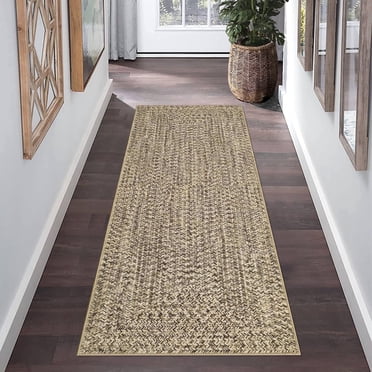 Garvee Tapis Coureur 2'x6' Cuisine Entrée Tapis à Motif Tressé, Lavable à la Machine Antidérapant à Poils Courts Tapis d'Intérieur pour Couloir, Chambre, Salon, Jaune Pâle