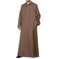 thumbnail image 1 of CEHVOM Ensemble de Robe Musulmane pour Homme Robe Arabe Mi-Longue à Manches Longues à Capuche à Boutons Robe Décontractée Solde, 1 of 8