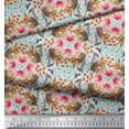 thumbnail image 3 of Soimoi Modal Satin Fabric Floral,Hummingbird & Squirrel Animal Decor Fabric Printed Yard 42 Inch Wide, 3 of 4