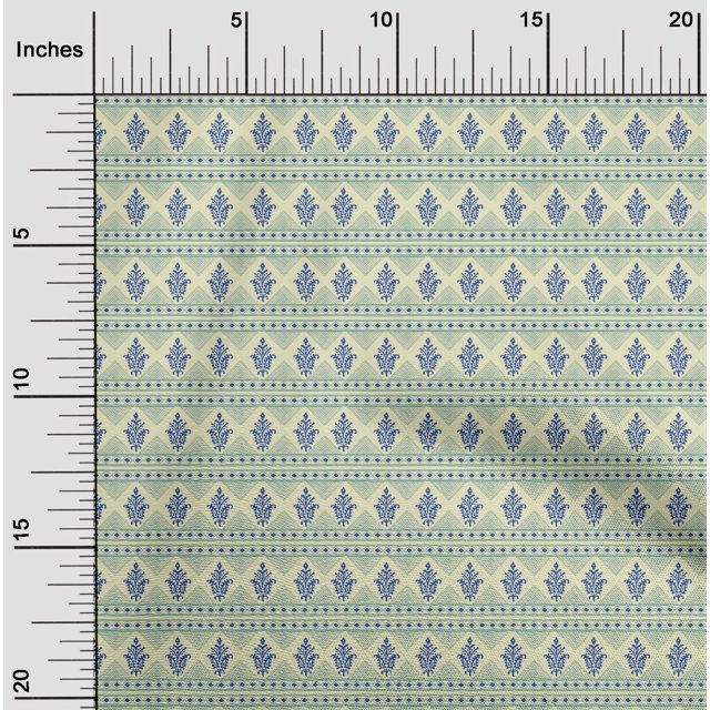 oneOone Cotton Poplin Fabric Diamond & Paisley Block Print Sewing Fabric BTY 56 Inch Wide