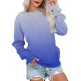 thumbnail image 1 of RKSTN Chandails en Molleton pour Femmes Mode Automne 2023 Couleur Dégradée Manches Longues Chandail en Molleton Grande Taille Ample Col Rond Doux Chandail Tops, 1 of 5