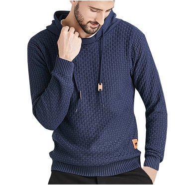CEHVOM Men Hooded Sweatshirt Long Sleeve Knitted Hoodie Pullover Sweater