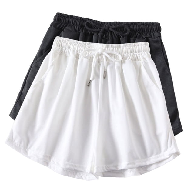Plebaso Lot de 2 Shorts pour Femmes à Cordon, Shorts Amples Décontractés, Shorts Confortables d'Été, Shorts de Course Athlétiques Fins