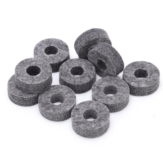 Khall Ensemble de Cymbales en Feutre pour Tambour, 10 Pcs Coussinets en Feutre pour Tambour Accessoire d'Instrument Léger Kit de Remplacement Gris, Cymbales en Feutre pour Tambour