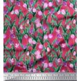 thumbnail image 1 of Soimoi Polyester Crepe Fabric Leaves & Tulip Floral Decor Fabric Printed Yard 52 Inch Wide, 1 of 3