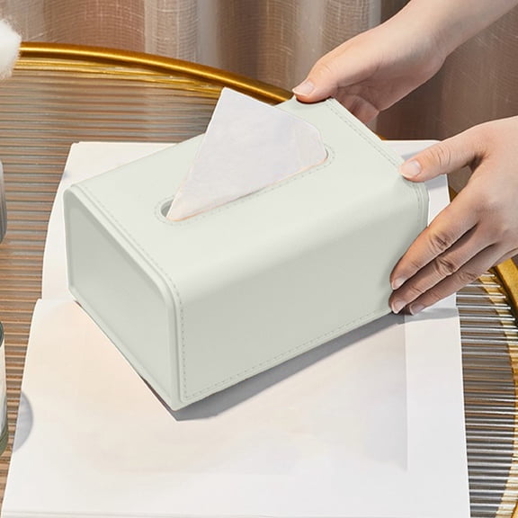 Uuiauoio Matte Leather Tissue Box Cover with Spring Base for Living Room Office Bedroom Decor U-Shaped Dispenser Desktop Organizer and Home Napkin Box