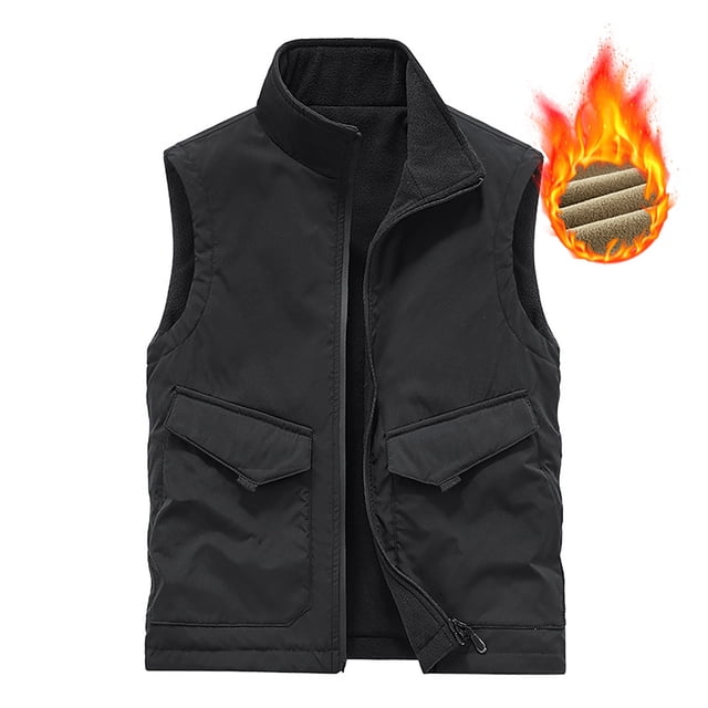 LOVZFMLL Jackets for Men's Thin Workwear Solid Color Stand Collar Sleeveless Jacket Tank