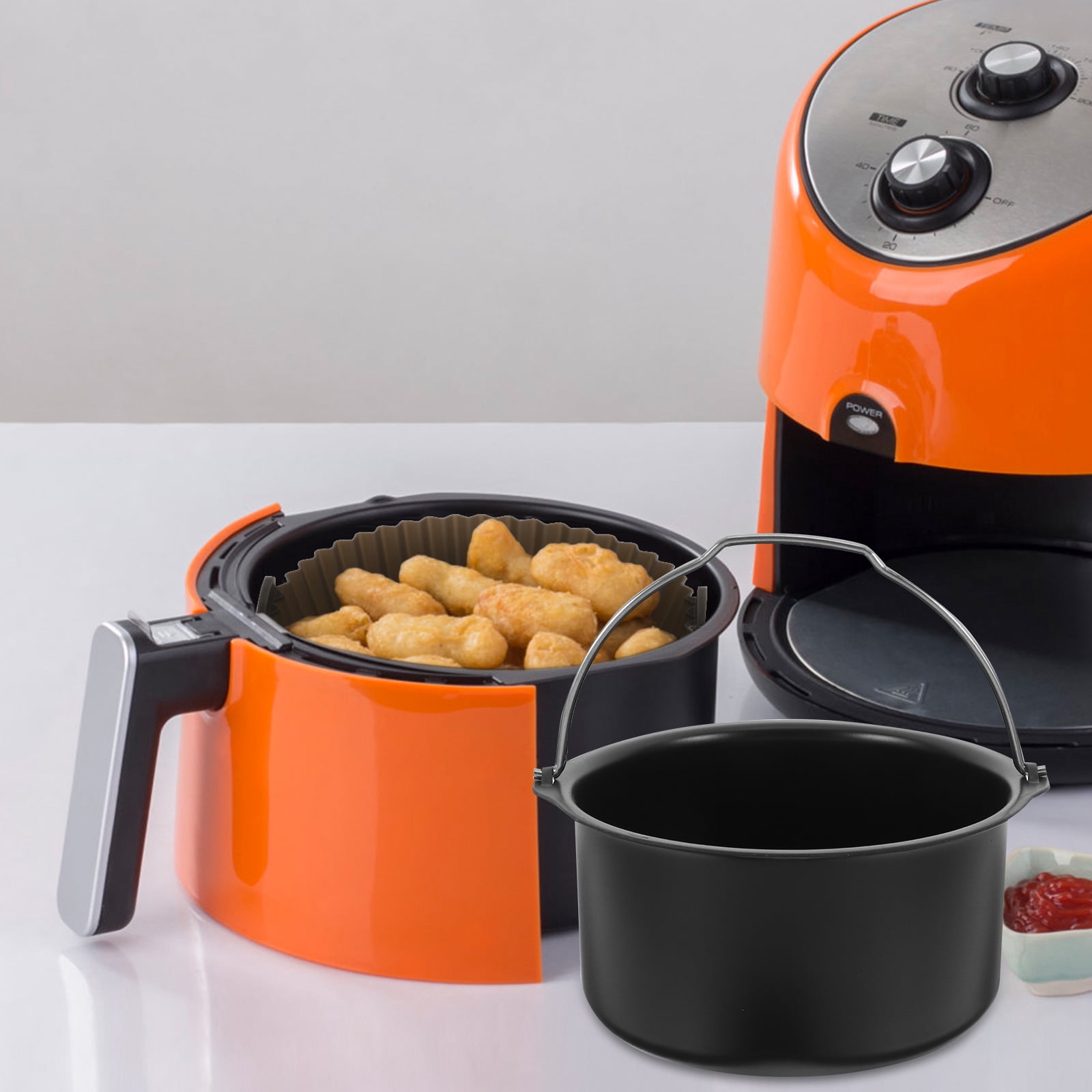 WHAMVOX MultiFunctional Black Steel Air Fryer Tray for Baking Even Heat Distribution Suitable for Small Kitchens