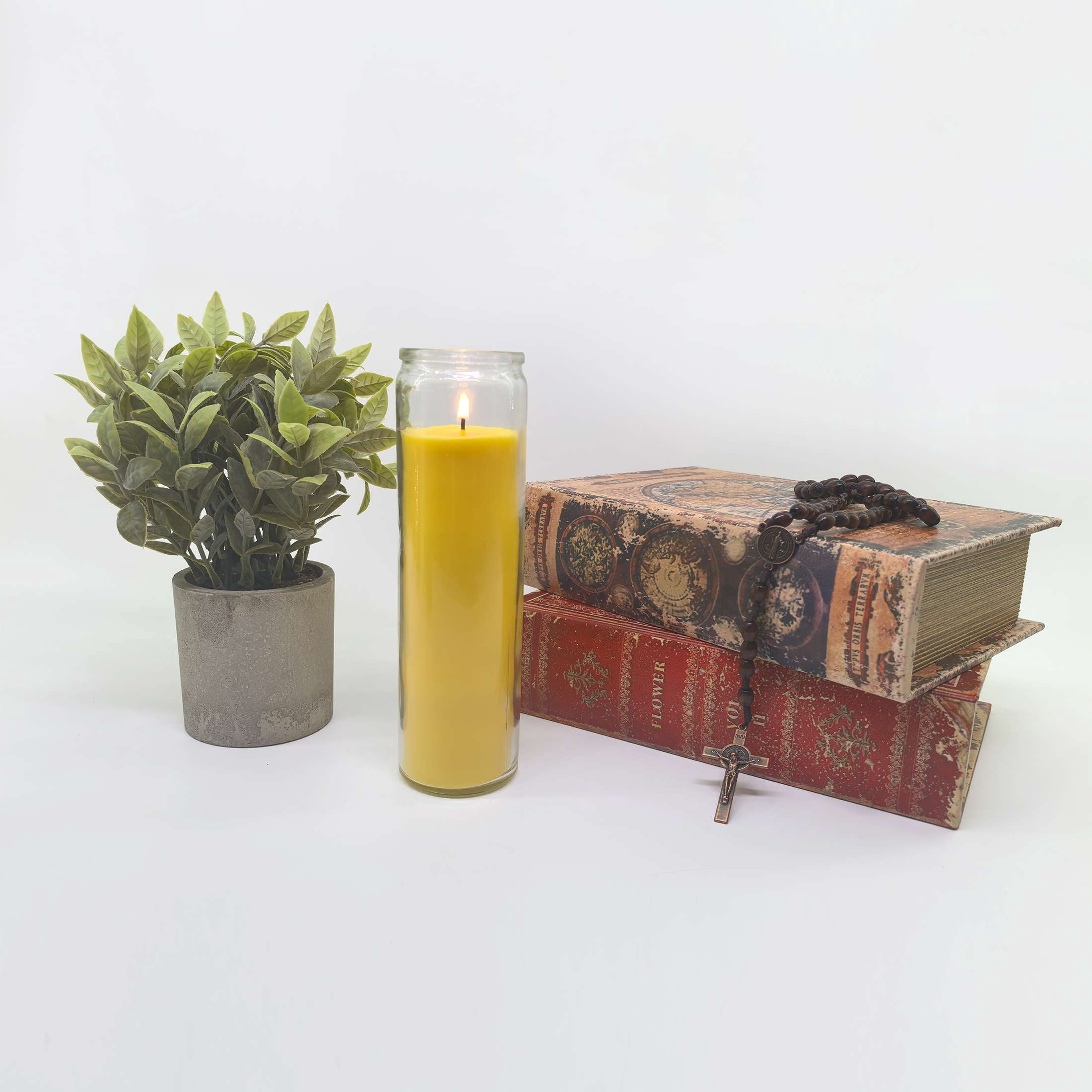 Bougie en pot non parfumée, jaune