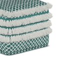 thumbnail image 3 of Simpli Home Pouf Tissé Carré Boho Leah en Turquoise et Blanc, 3 of 5