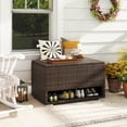 thumbnail image 2 of Costway Coffre de Terrasse de 48 Gallons avec Étagère à Chaussures, Doublure Imperméable, Couvercle, Boîte de Rangement Extérieure, 2 of 10