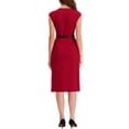 thumbnail image 3 of INSPIRE CHIC Robe de Bureau Élégante pour Femmes à Col Rond, Manches Cap, Ceinturée, Robe Fourreau de Travail, 3 of 5