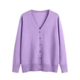 thumbnail image 4 of aohooy Womens Chunky Cardigan Sweaters Knit V-Neck Soft Button Down Cardigans Solid Open Front Long Sleeve Sweater Purple,XXL, 4 of 9