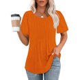 thumbnail image 2 of AherBiu Tuniques pour Femmes Amples Décontractées à Manches Courtes Couleur Unie Confortables d'Été à Col Rond Blouse T-Shirts, 2 of 7