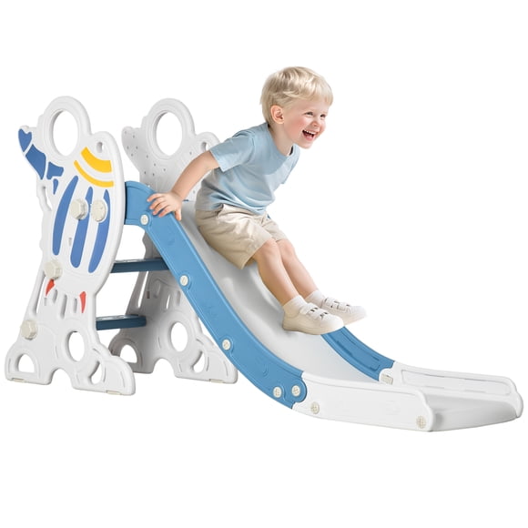 Qaba Glissoire d'Intérieur pour Tout-Petits pour Enfants de 1,5 à 3 Ans, Ensemble de Jeu de Glissoire d'Escalade, Bleu