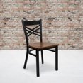 thumbnail image 4 of HERCULES Series Black ''X'' Back Metal Restaurant Chair - Cherry Wood Seat, 4 of 6