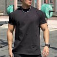 thumbnail image 2 of Men's Basketball Autumn Running Training Stretch Sports T Shirt Round Neck Fitness Short Sleeve Raglan Design Solid Colour T Shirt, 2 of 4
