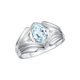 thumbnail image 3 of RYLOS Men's Rings 14K White Gold Rings Classic Designer Style 9X7MM Oval Gemstone &  Diamond Ring Aquamarine March Birthstone Rings For Men Size 8, 3 of 7
