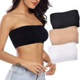 thumbnail image 1 of Double Layers Plus Size Strapless Bra Bandeau Tube Removable Padded Top Stretchy, 1 of 4