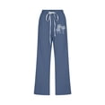 thumbnail image 4 of VEKDONE Womens Cotton Linen Capris Pants Print Capri Pant Navy S, 4 of 4